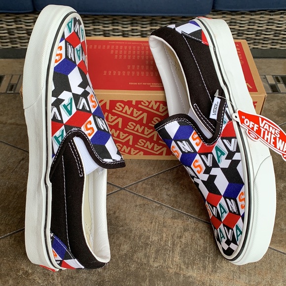 VANS CLASSIC SLIP ON CHECKER CUBE MULTI/TRWHT MENS - Picture 12 of 16